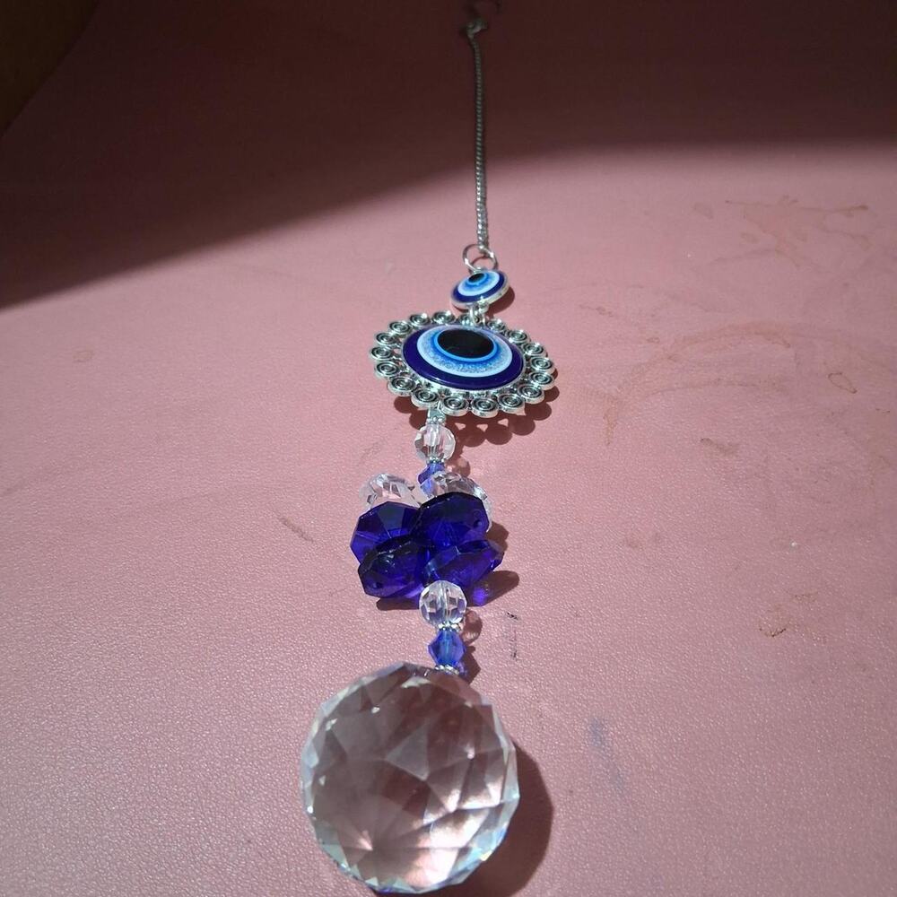 Blue evil eye suncatcher with